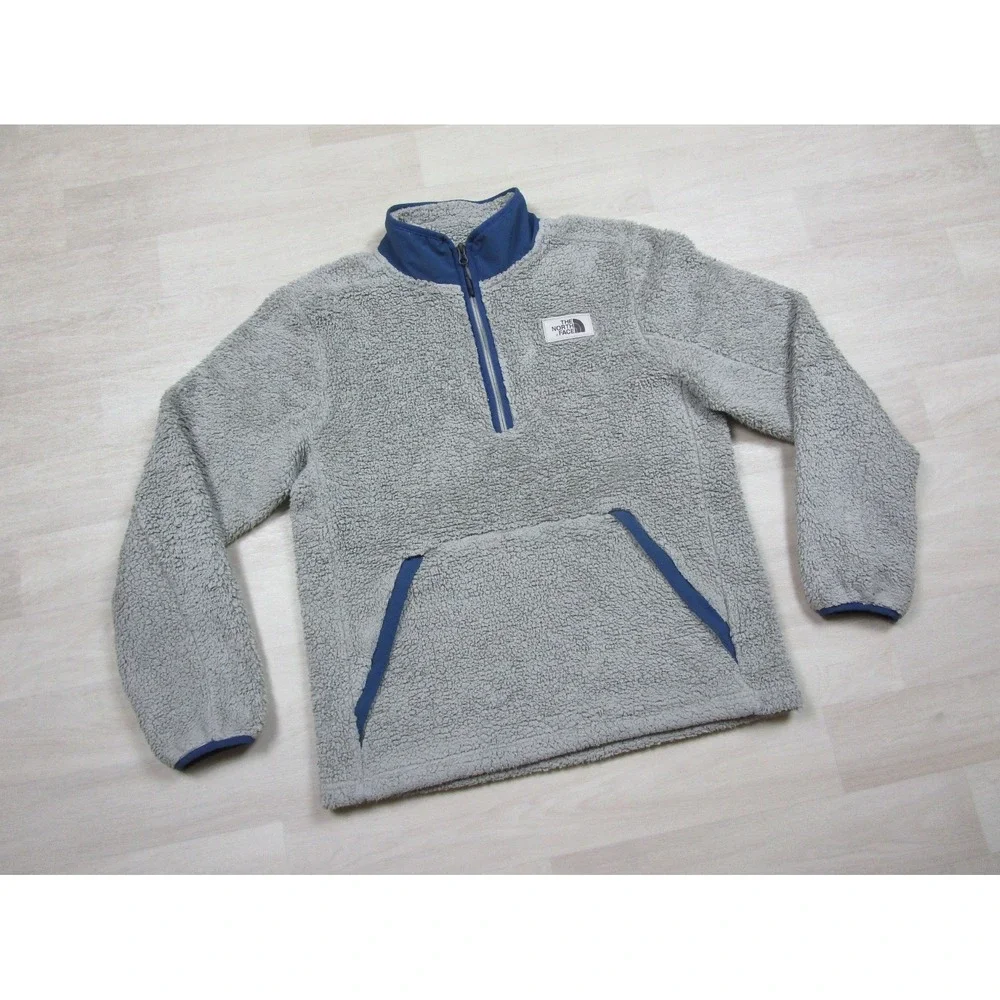 The North Face Campshire Sherpa Fleece Pullover Men's (L) Gray Quarter Zip